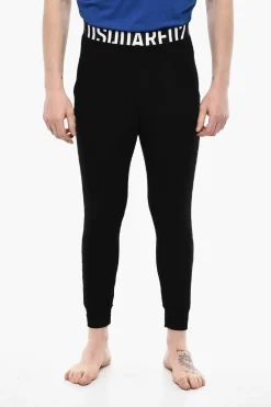 Outlet Pantaloni Nightwear a Tinta Unita con Banda Logata Uomo Intimo