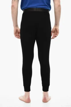 Outlet Pantaloni Nightwear a Tinta Unita con Banda Logata Uomo Intimo