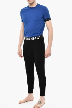 Outlet Pantaloni Nightwear a Tinta Unita con Banda Logata Uomo Intimo