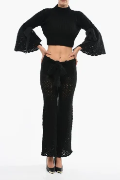 Pantaloni Openwork in Maglia con Gamba Ampia></noscript>Matimì Discount