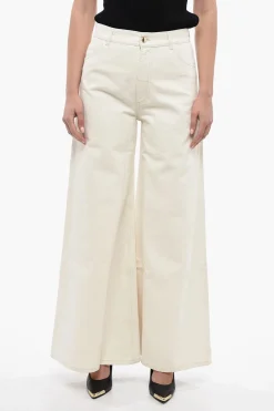 Fashion Pantaloni Palazzo 5 Tasche in Misto Cotone Donna Pantaloni
