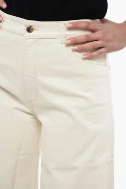 Fashion Pantaloni Palazzo 5 Tasche in Misto Cotone Donna Pantaloni