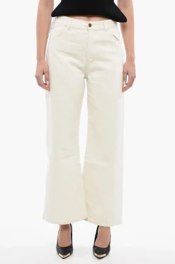 Outlet Pantaloni Palazzo 5 Tasche in Misto Cotone Donna Pantaloni