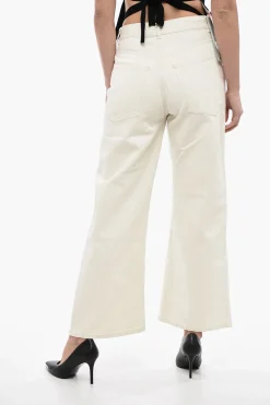 Outlet Pantaloni Palazzo 5 Tasche in Misto Cotone Donna Pantaloni