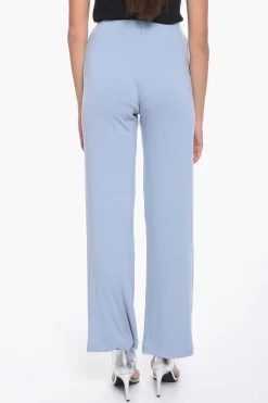 New Pantaloni Palazzo a Costine a Vita Alta Donna Pantaloni