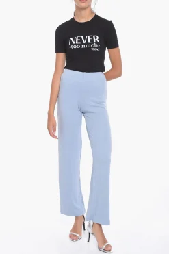 New Pantaloni Palazzo a Costine a Vita Alta Donna Pantaloni
