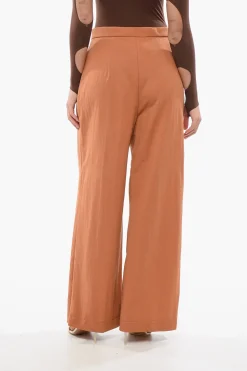 Discount Pantaloni Palazzo a Doppia Pince a Vita Alta Donna Pantaloni