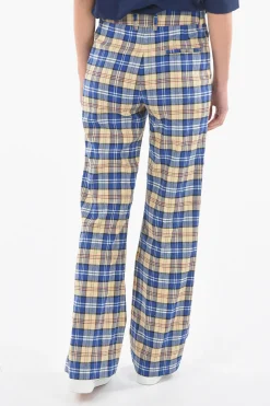 Sale Pantaloni Palazzo a Quadri Tartan con Passanti Donna Pantaloni
