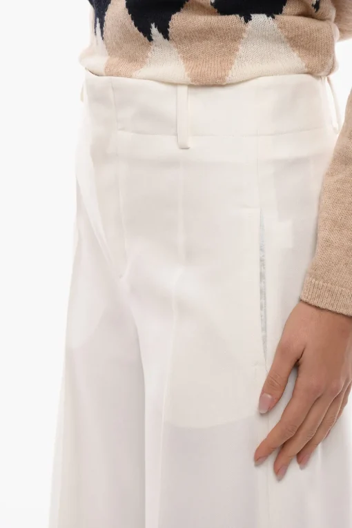 Outlet Pantaloni Palazzo A Vita Alta con Passanti Donna Pantaloni