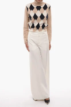 Outlet Pantaloni Palazzo A Vita Alta con Passanti Donna Pantaloni