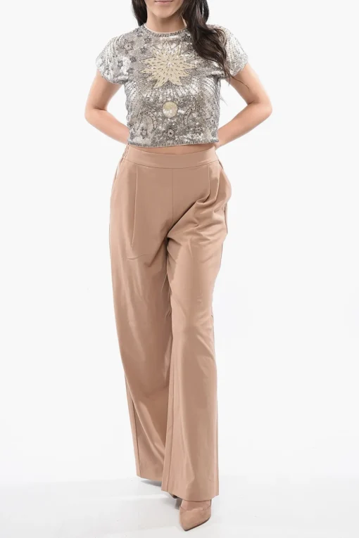Online Pantaloni Palazzo ALEIDA a Una Pince con Elastico in Vita Donna Pantaloni