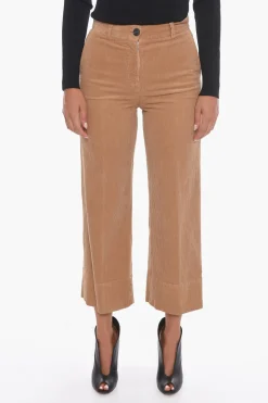 Online Pantaloni Palazzo Crop in Corduroy Donna Pantaloni
