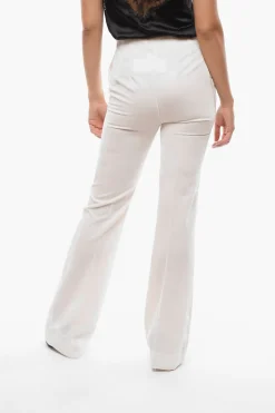 Sale Pantaloni Palazzo in Ciniglia con Zip Laterale Donna Pantaloni
