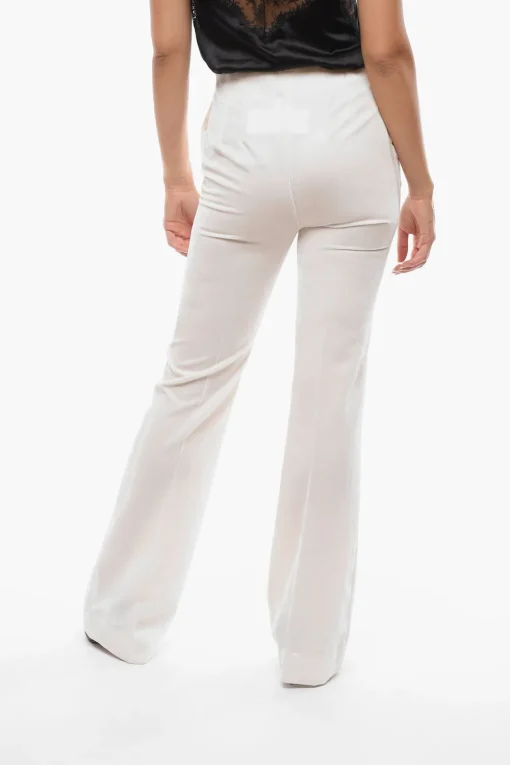 Sale Pantaloni Palazzo in Ciniglia con Zip Laterale Donna Pantaloni