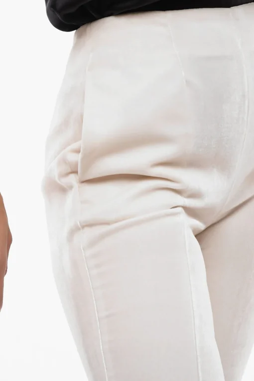 Sale Pantaloni Palazzo in Ciniglia con Zip Laterale Donna Pantaloni