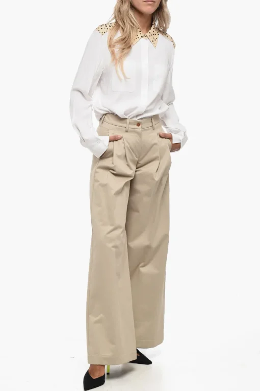 Pantaloni Palazzo in Cotone a 2 Pinces>Jejia Discount