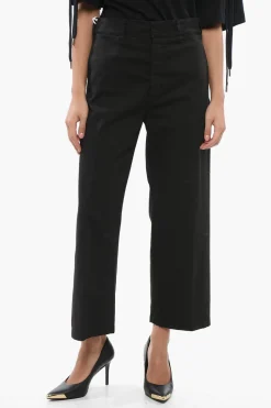 Pantaloni Palazzo In Cotone con Abbottonatura Nascosta>Department 5 Fashion