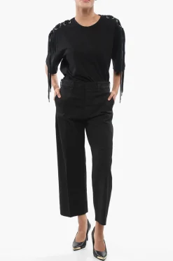 Pantaloni Palazzo In Cotone con Abbottonatura Nascosta></noscript>Department 5 Fashion