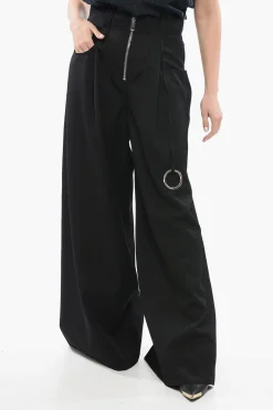 Pantaloni Palazzo in Lana con Zip>The Attico Sale