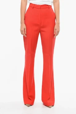 Online Pantaloni Palazzo in Lana a Vita Alta Donna Pantaloni