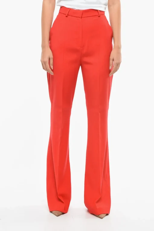 Online Pantaloni Palazzo in Lana a Vita Alta Donna Pantaloni