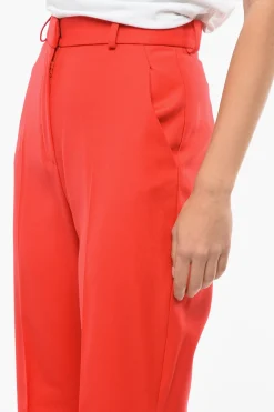 Online Pantaloni Palazzo in Lana a Vita Alta Donna Pantaloni