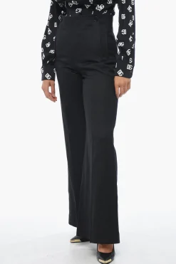 Pantaloni Palazzo in Misto Lino con Doppia Abbottonatura>Chloe Best
