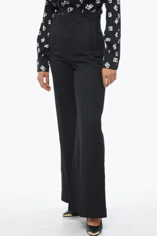 Pantaloni Palazzo in Misto Lino con Doppia Abbottonatura>Chloe Best