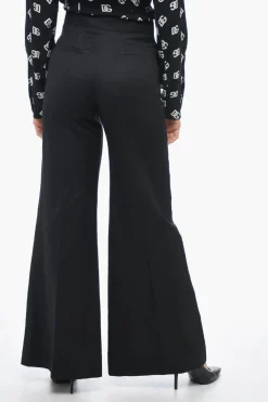 Pantaloni Palazzo in Misto Lino con Doppia Abbottonatura>Chloe Best