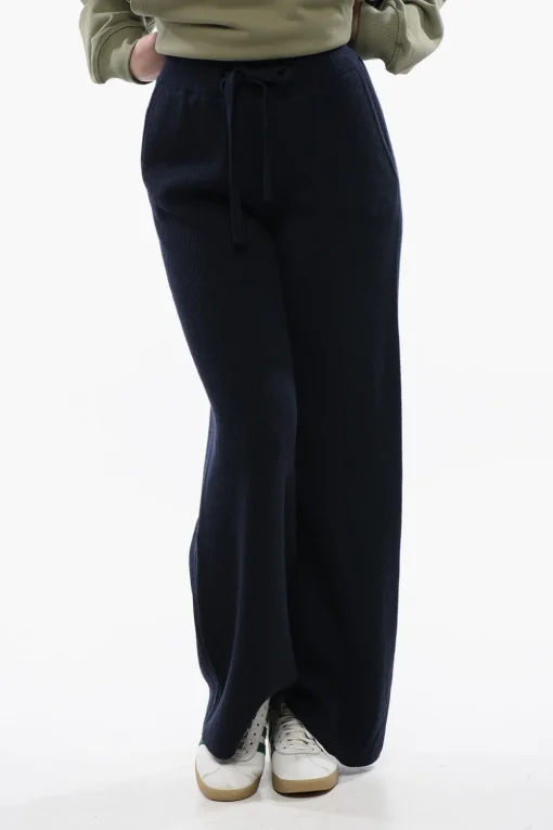 Best Pantaloni Palazzo in Misto Cashmere a Coste Donna Pantaloni