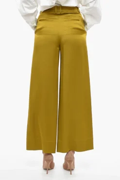 Pantaloni Palazzo in Satin con Passanti>Saint Laurent Hot