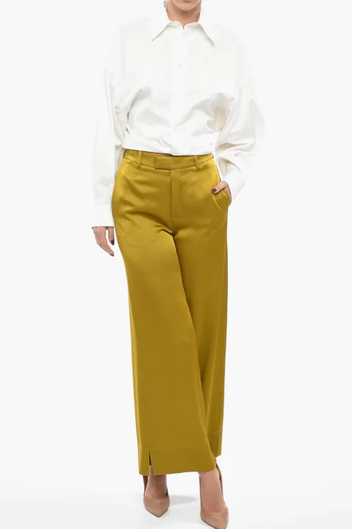 Pantaloni Palazzo in Satin con Passanti>Saint Laurent Hot