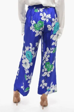 Pantaloni Palazzo in Seta con Stampa a Fiori>Parosh Outlet