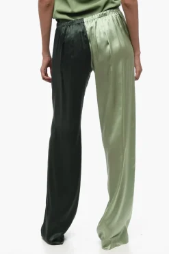 Outlet Pantaloni Palazzo in Seta Bicolore con Coulisse Donna Pantaloni
