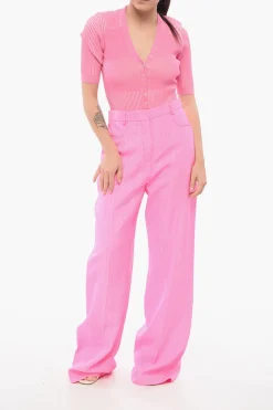New Pantaloni Palazzo SAUGE in Misto Seta Donna Pantaloni