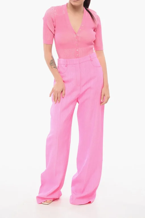 New Pantaloni Palazzo SAUGE in Misto Seta Donna Pantaloni
