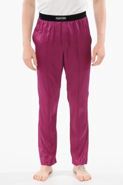 Best Pantaloni Pigiama in Satin di Seta con Dettaglio in Velour Uomo Intimo