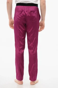 Best Pantaloni Pigiama in Satin di Seta con Dettaglio in Velour Uomo Intimo