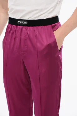 Best Pantaloni Pigiama in Satin di Seta con Dettaglio in Velour Uomo Intimo