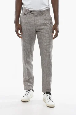 Pantaloni RAVAL in Lana Vergine e Lino con Motivo Pied-de-Poule>Cruna New