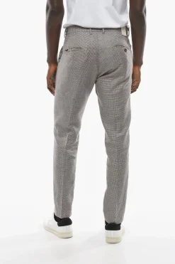 Pantaloni RAVAL in Lana Vergine e Lino con Motivo Pied-de-Poule>Cruna New