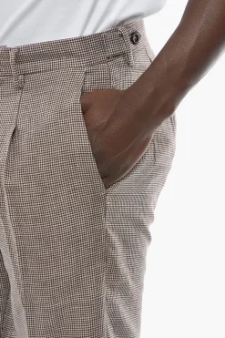 Pantaloni RAVAL in Lana Vergine e Lino con Motivo Pied-de-Poule></noscript>Cruna New