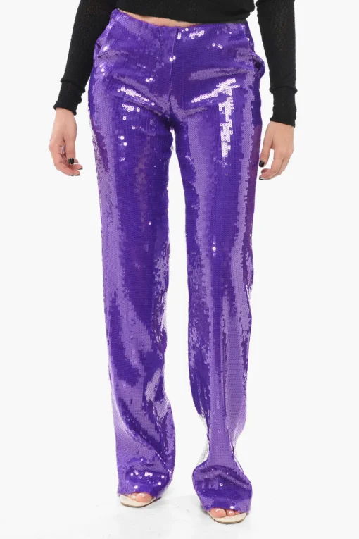 Clearance Pantaloni Relaxed Fit in Paillettes Donna Pantaloni