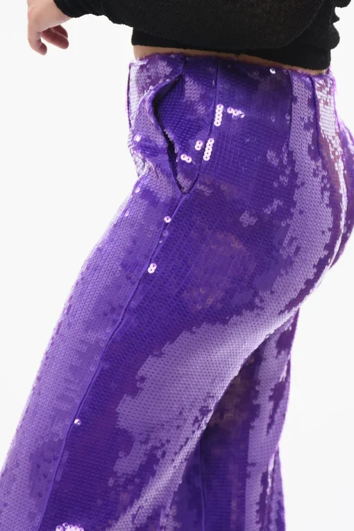 Clearance Pantaloni Relaxed Fit in Paillettes Donna Pantaloni
