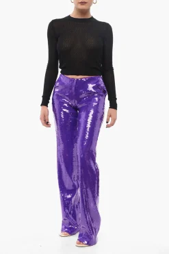 Clearance Pantaloni Relaxed Fit in Paillettes Donna Pantaloni