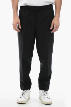 Hot Pantaloni REM in Misto Lino con Elastico in Vita Uomo Pantaloni