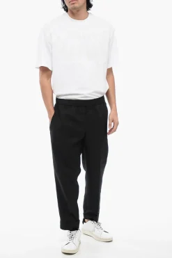 Hot Pantaloni REM in Misto Lino con Elastico in Vita Uomo Pantaloni