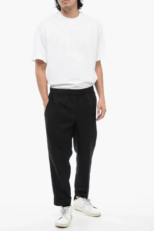 Hot Pantaloni REM in Misto Lino con Elastico in Vita Uomo Pantaloni