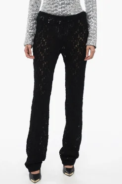 Online Pantaloni Ricamati con Gamba Svasata Donna Pantaloni