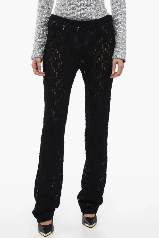 Online Pantaloni Ricamati con Gamba Svasata Donna Pantaloni